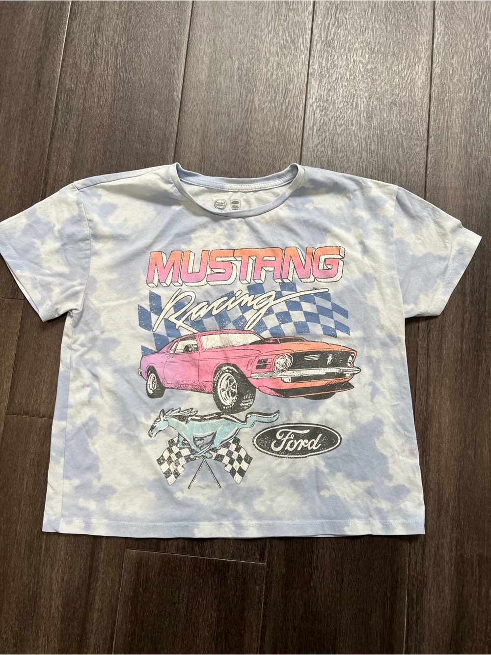 Ford Mustang Graphic Tee - Light Blue & Pink